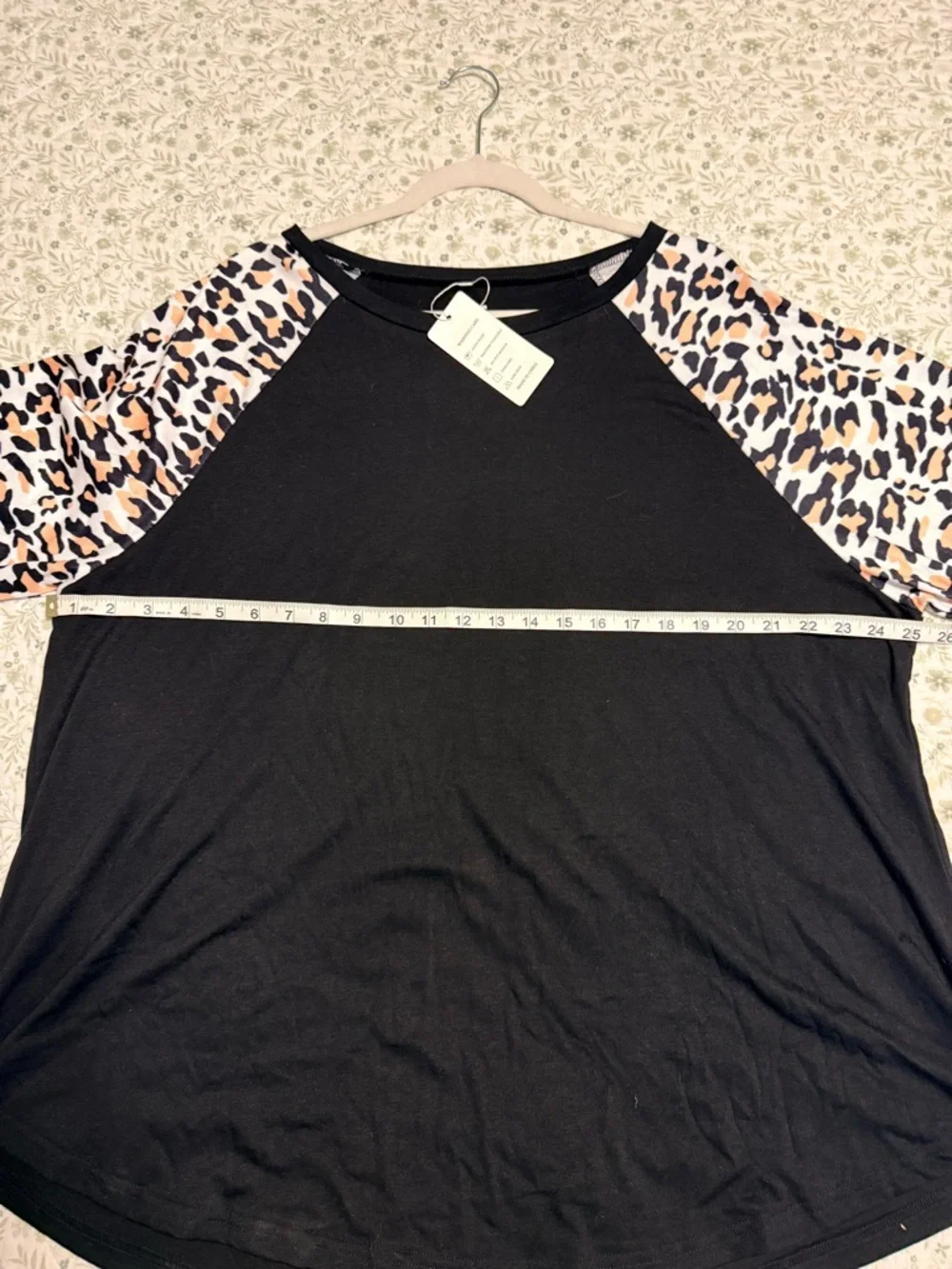 NWT Rosriss Black Leopard Print Raglan Baseball Tee - Plus Size - Picture 10 of 11
